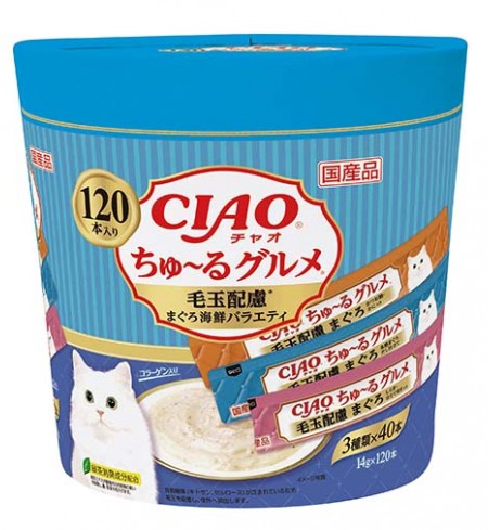 [CAT] 챠오츄르 구루메 (헤어볼케어) - 참치&해물믹스 버라이어티 120P