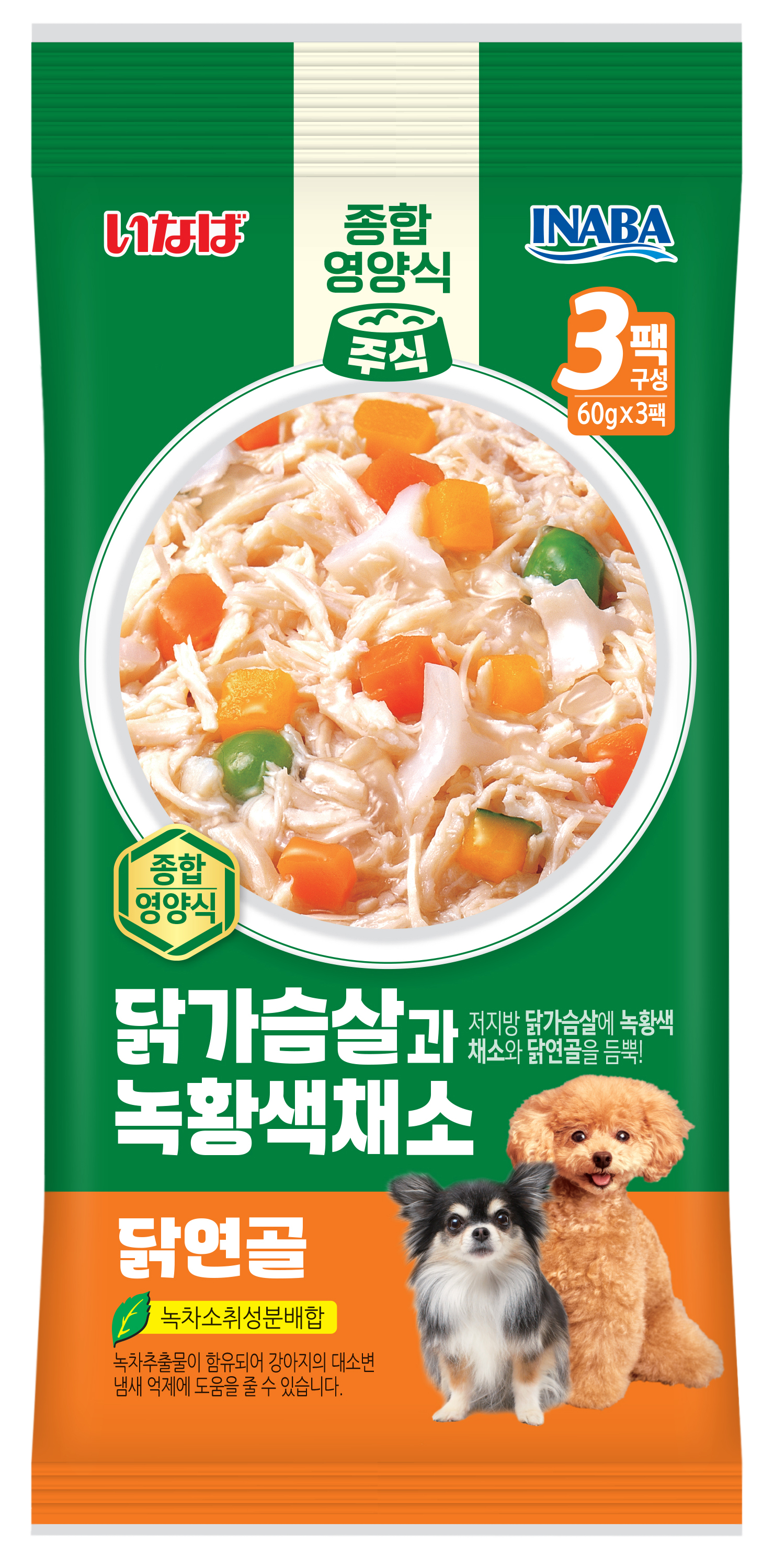 [DOG] 이나바 닭가슴살과 녹황색채소 파우치 - 닭연골