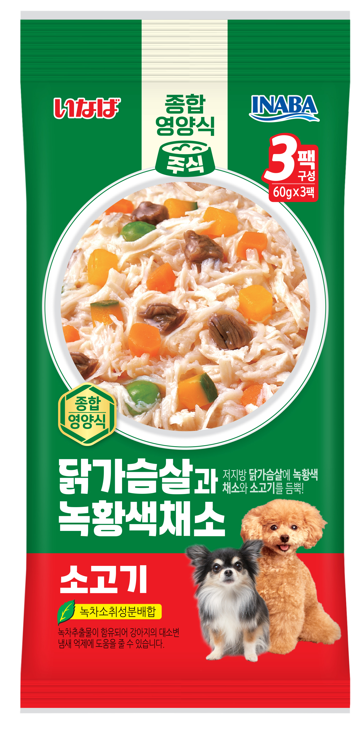 [DOG] 이나바 닭가슴살과 녹황색채소 파우치 - 소고기